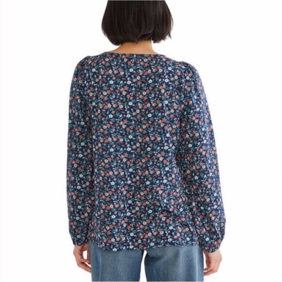 Lucky Brand Long Sleeve Top, Square Neck, (navy/red/white) Pattern - Picture 2 of 5